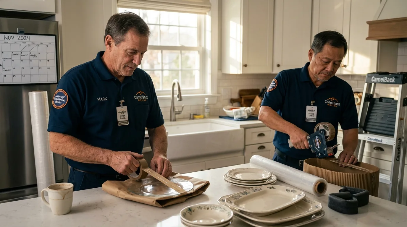 Professional crew packing kitchen dishware in Okmulgee, OK